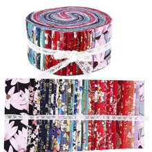 Fabric Strips Roll 2.5 Inch Multi-Color 72 Pieces (2 Rolls)