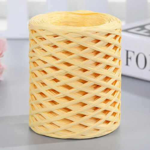 Natural Raffia Straw Yarn 200M Roll for Knitting and