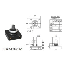 Interrupteur rotatif 250 V 3 A à 5 positions avec bouton carré