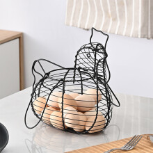 Panier à œufs en métal en forme de poule, noir et blanc, plastique, 1 pièce