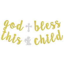 Que Dieu bénisse cet enfant - Bannière pour le baptême et la communion