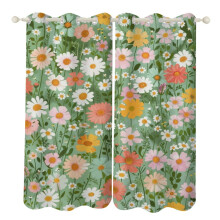 Floral Watercolor Blackout Curtains Grommet Thermal