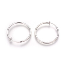 Orecchini a clip in ottone galvanizzato color argento, 4 pezzi, 30,5x1-2mm