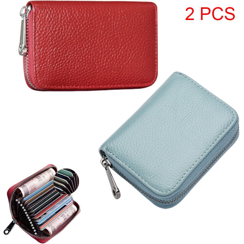 RFID-Blocking Genuine Leather Credit Card Holder Wallet