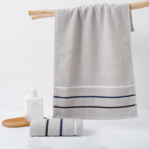 Striped Absorbent Thick Soft Towel Gray28.3x13in