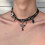 Δερμάτινο κολιέ Choker με καρφιά καρδιάς για γυναίκες 1