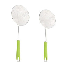 Entonnoir en acier inoxydable avec poignée en plastique vert (2 pièces)