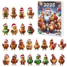 Calendrier de l'Avent en acrylique, lot de 24 décorations