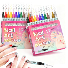 Kit de stylos pour nail art, étanche, 12 couleurs, pointe fine de 0,5 mm