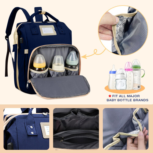 Waterproof Diaper Bag Backpack Black with Changing Pad 1