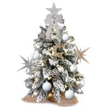 Christmas Tree Tabletop 2FT Flocked Silver with Lights