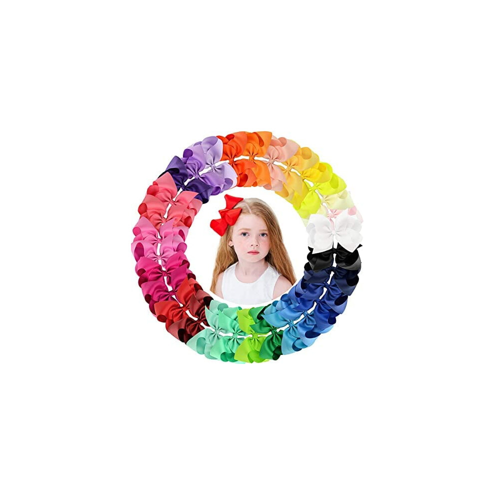 Grosgrain Ribbon Hair Bows with Alligator Clips 28pcs