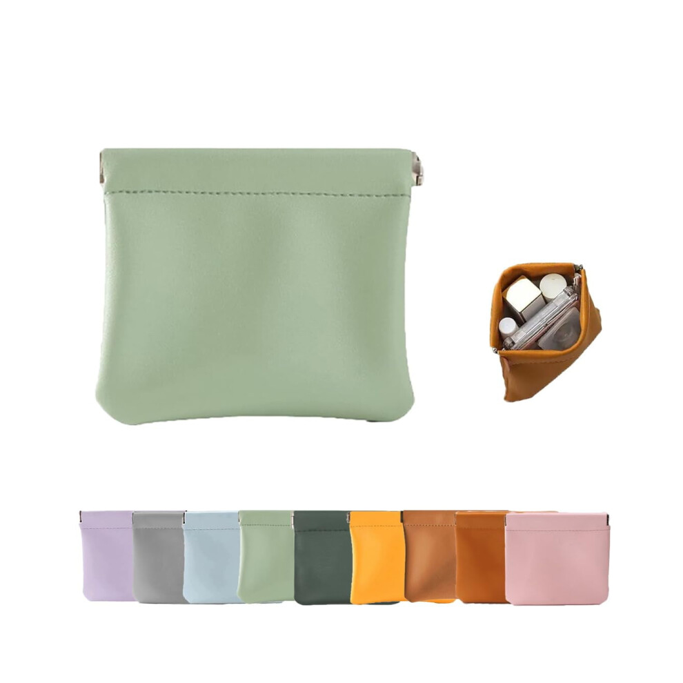 Leather Organizer Pouch with Snap Closure 4.7x4.7in