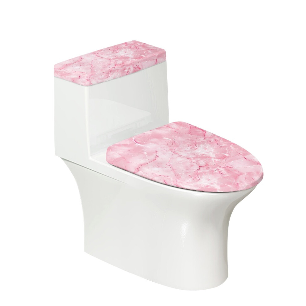 Pink Marble Stripe Toilet Lid And Tank Cover Set 2-Pack 9023022296726