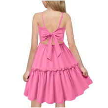 Girls Summer Sundress with Spaghetti Straps Tiered Ruffle
