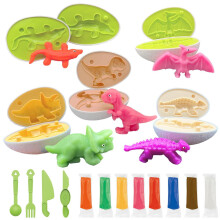 Dinosaur Playdough Egg Set with Molds for Kids