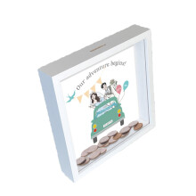 Shadow Money Box for Travel Fund White Handle Jar