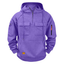 Sweat-shirt à capuche à manches longues et fermeture éclair 1/4 pour homme (1 pièce)
