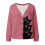 Dam Casual Katttryck V-ringad Kofta Långärmad Rosa S 5