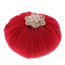 Rhinestone pincushion cross stitch sewing pin holder - red