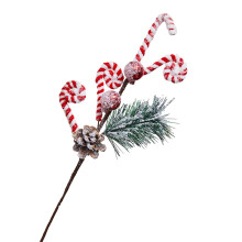 Artificial Poinsettia Floral Pick with Red Berries Pine and