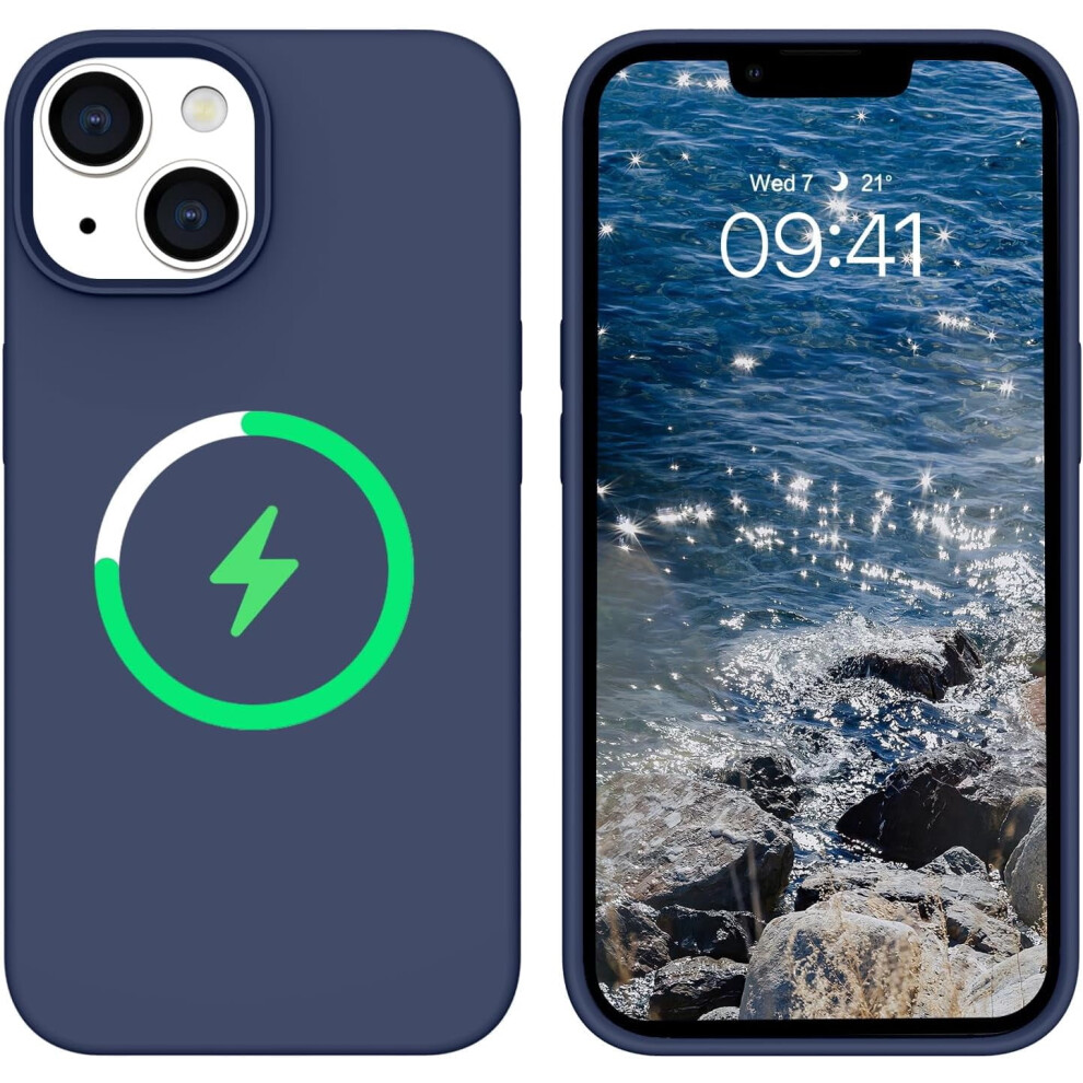 Magnetic Liquid Silicone Case For Iphone 14 And 13 Navy 959110516430