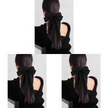 Long-Tail Big Bow Hair Ties 8-Color Vintage French Satin