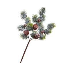Artificial Poinsettia Floral Pick with Red Berries Pine