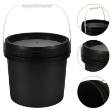 HEMOTON Black PP Paint Bucket with Lid and Handle 5 Gallon