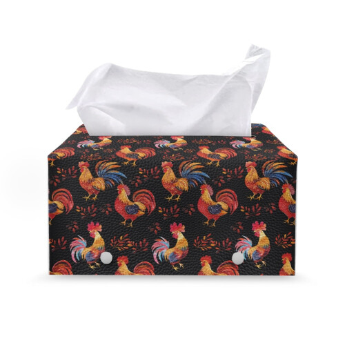Θήκη για χαρτομάντιλα Rooster από δέρμα PU, ορθογώνια με κουμπιά