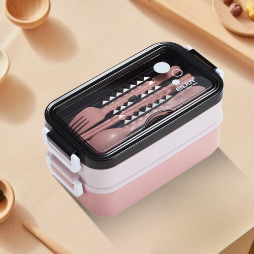 Cutie Bento etanșă, izolată cu strat dublu, cu 3 compartimente