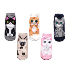 Lässige, niedrige Damen-Knöchelsocken mit Cartoon-Katze