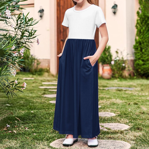 Φόρεμα για κορίτσια, casual, μονόχρωμο, σε γραμμή Α, μέγεθος 10-12 1