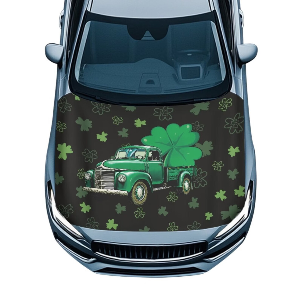 Shamrock Print Windproof Car Hood Cover Polyester Elastic 1 959110527894