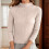 Women's Beige High-Neck Knitted Sweater1 2