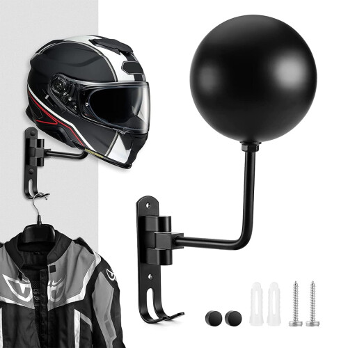 Motorcycle Helmet Rack Wall Mount with 180 Rotation and