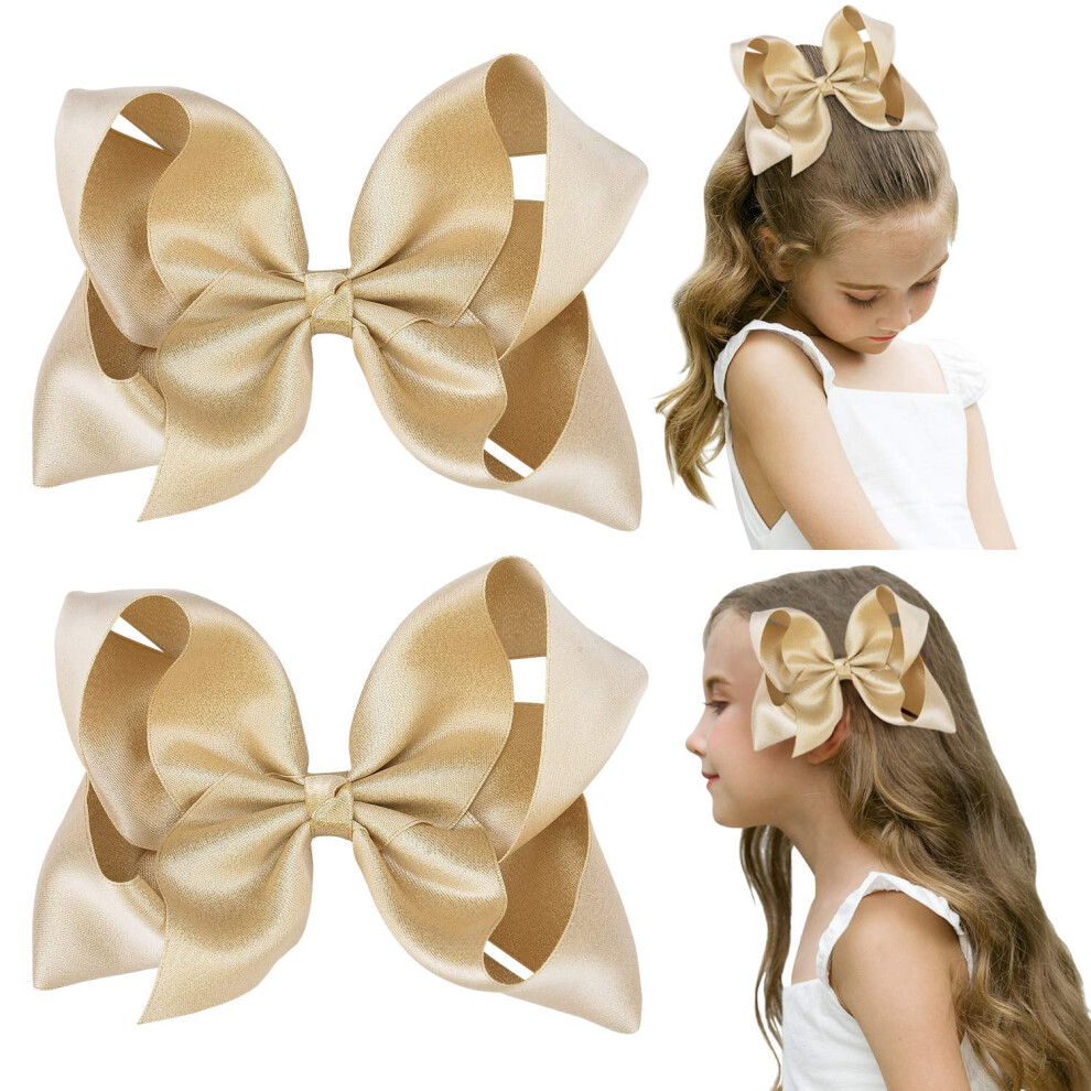 Glitter Ribbon Hair Bows with Alligator Clips 2 pcs Light