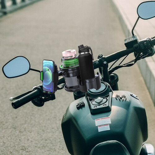 Motorcycle Cup and Phone Mount Black Green