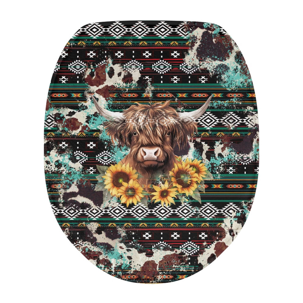 Aztec Highland Cow Toilet Seat Cover Oblong 1 Pack 9178400870644
