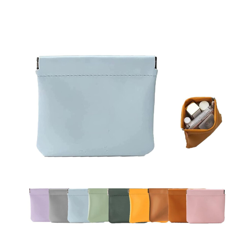 Leather Organizer Pouch with Snap Closure 4.7x4.7 in