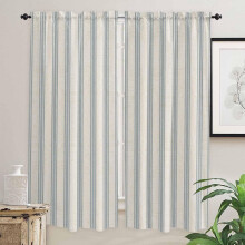 Geometric Kitchen Curtains Blue Beige 52x84 Inch Light