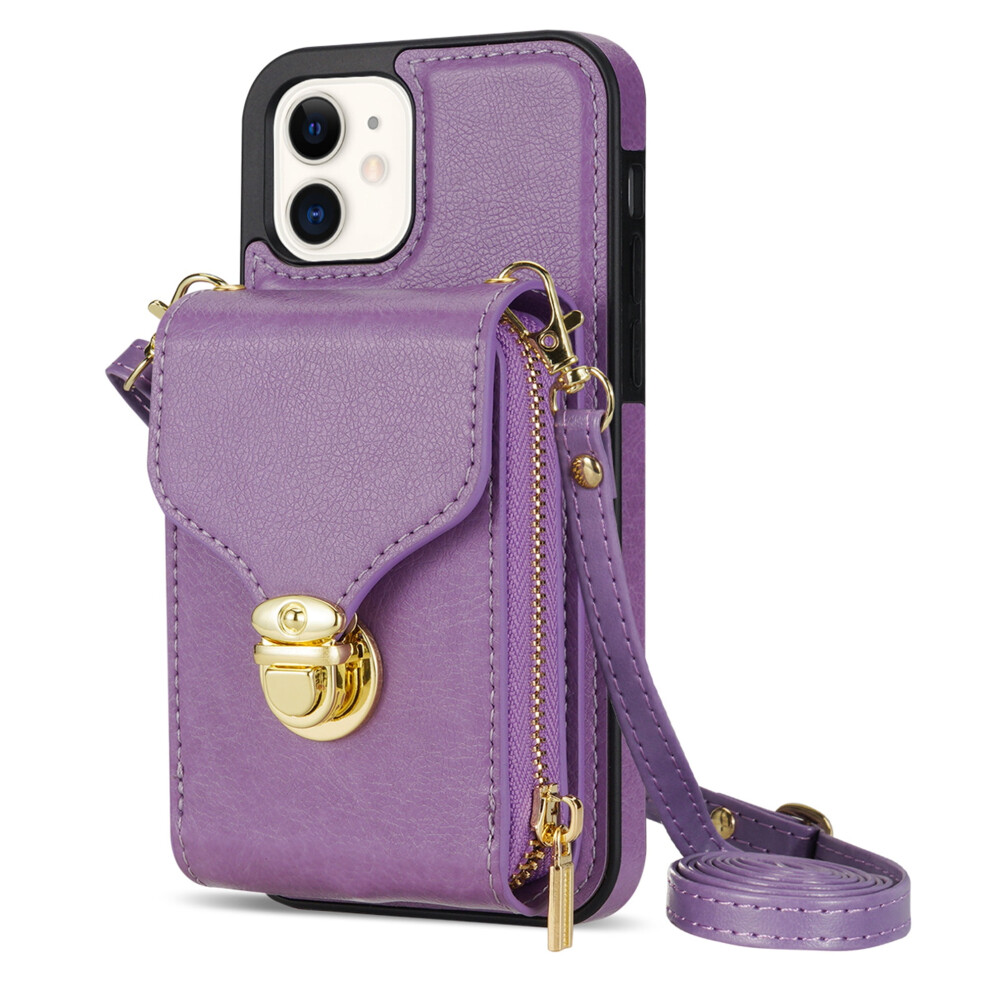 Leather Crossbody Wallet Case For Iphone 11 6.1 Inch Purple 9178400870545
