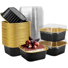 Mini Square Baking Cups with Lids 50 Pcs 5oz Aluminum Foil