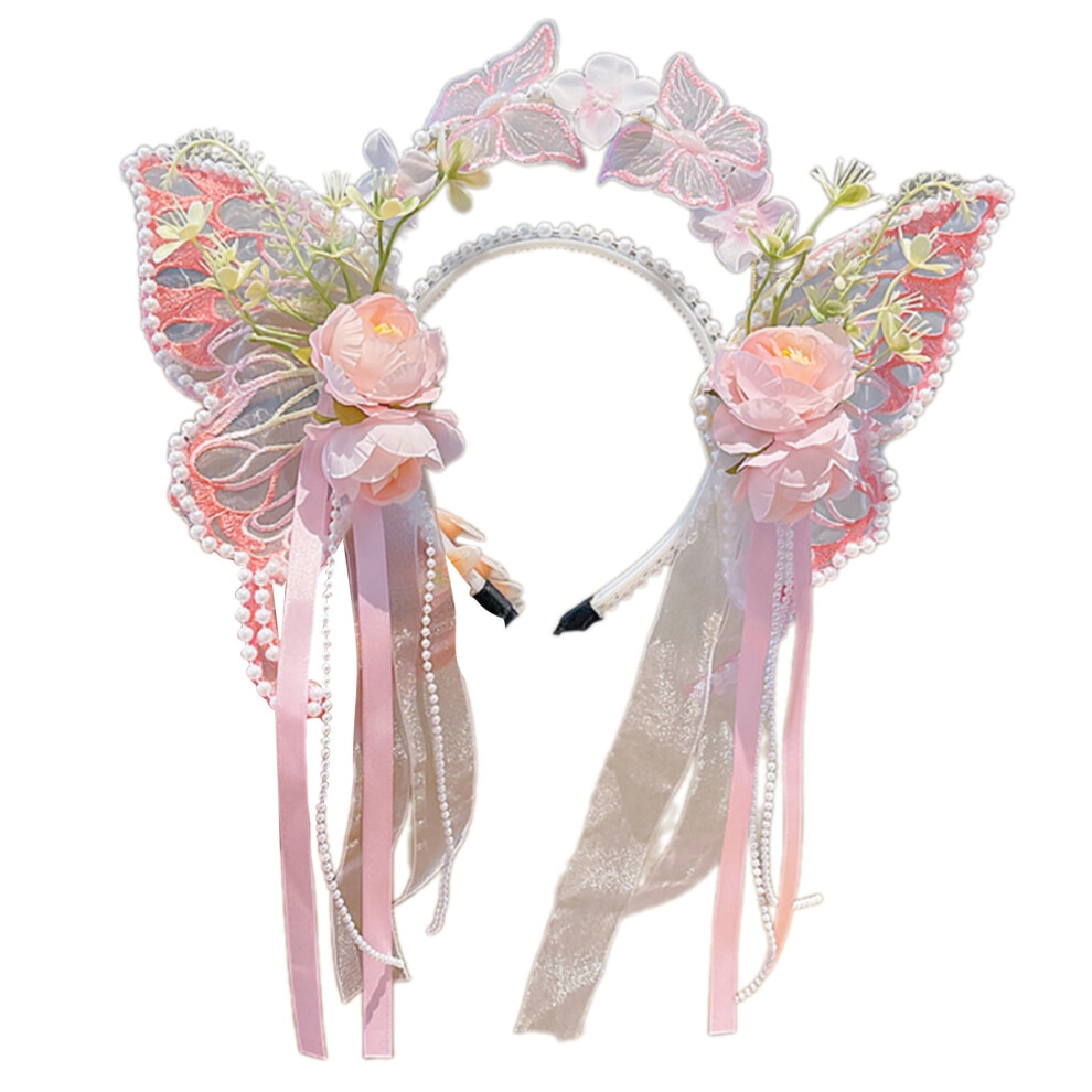 Girls' flower butterfly headband with pearl details