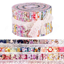 Fabric Strips Roll 2.5 Inch Multi-Color 72 Pieces (2 Rolls)