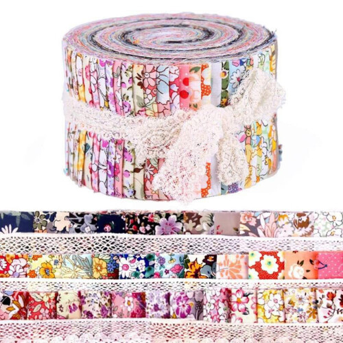Fabric Strips Roll 2.5 Inch Multi-Color 72 Pieces (2 Rolls)
