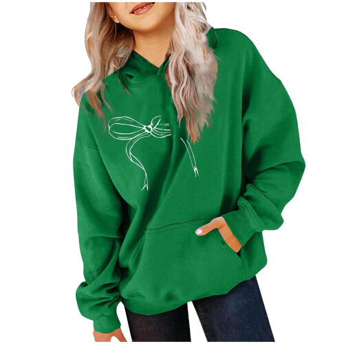 Moletom feminino com capuz, cor sólida, manga comprida e gola redonda. 1