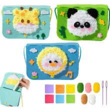 Wool Embroidery Crossbody Bag Kit for Kids 3PCS