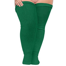 Damen-Overknee-Kompressionsstrümpfe aus Baumwolle, warmgrün Plus