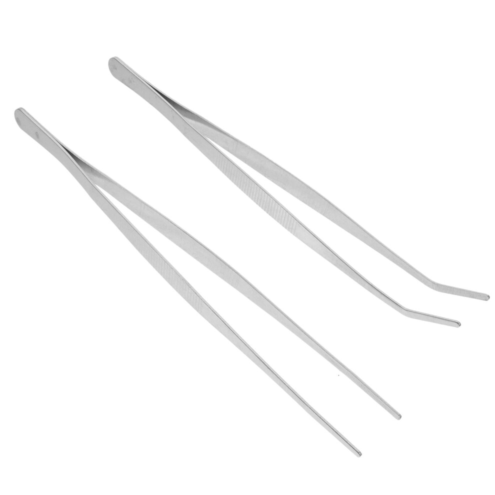 Stainless Steel Angled Feeding Tweezers 2 Pcs